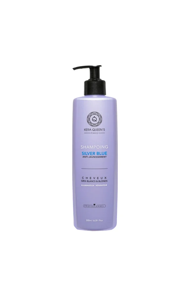 Shampoing anti-jaunissement – Silver blue – Cheveux gris, blancs & blonds – 500 ml