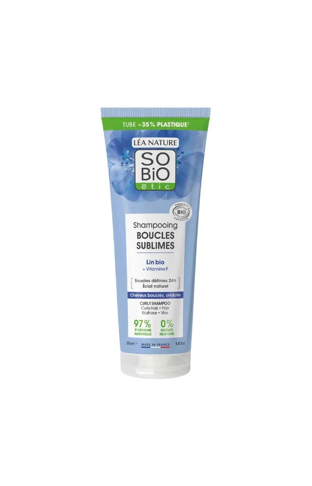 Shampoing bio – Lin & vitamine F – Cheveux bouclés & ondulés – 250 ml