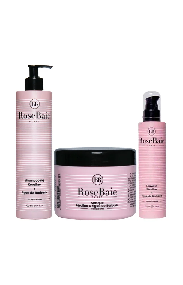 Shampoing, masque & soin – Kératine & figue de barbarie – 3 produits