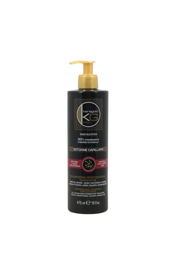 Shampoing reconstructeur – Kératine & acide hyaluronique – Cheveux lissés, colorés ou défrisés – 475 ml