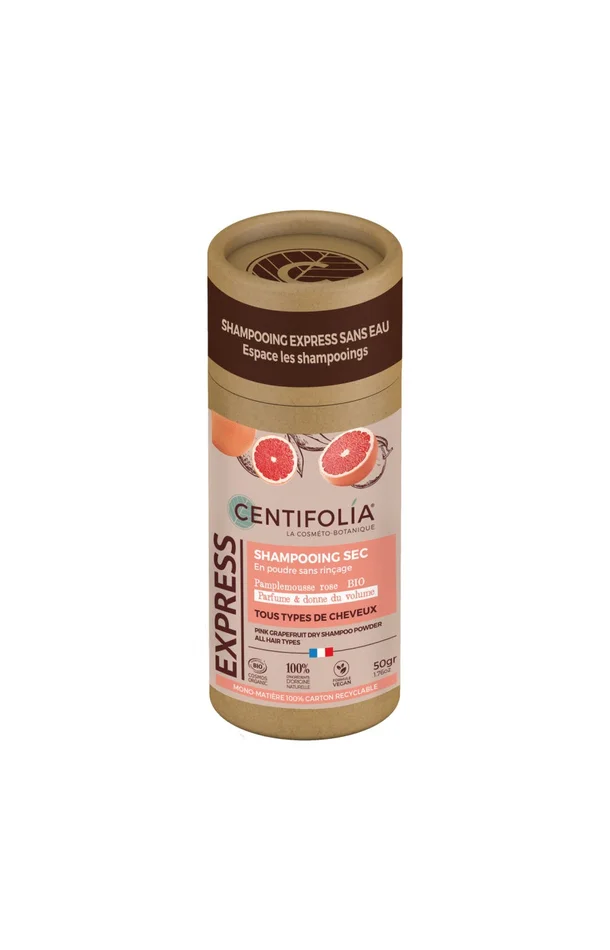 Shampoing sec en poudre bio – Pamplemousse rose – Tous types de cheveux -50 g