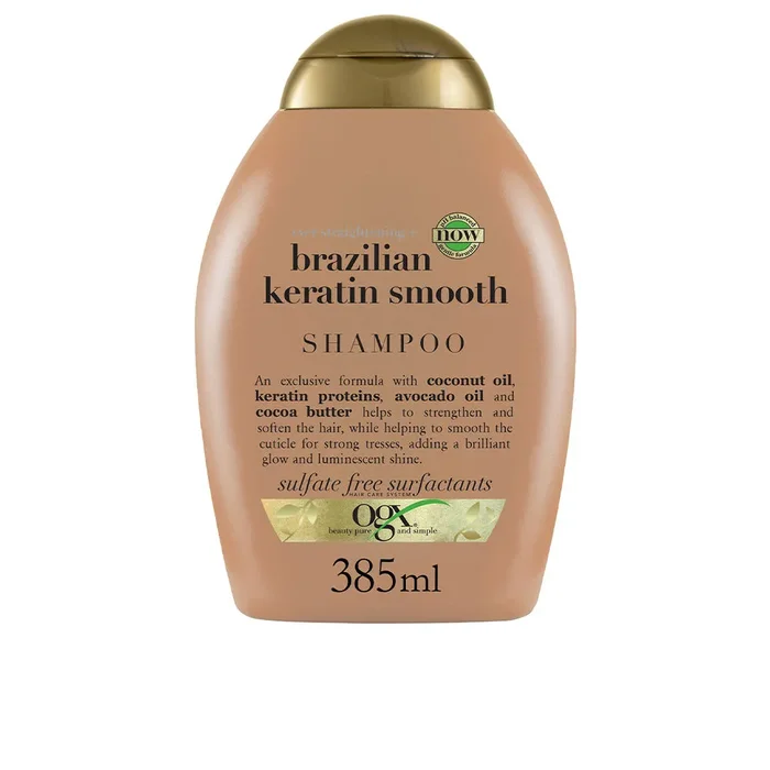 Shampoo brasiliano alla cheratina OGX, leviga e nutre i capelli mossi o ricci 385 ml