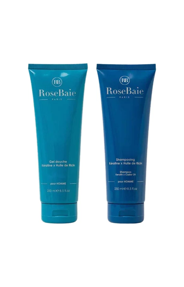 Shampooing & gel douche – Kératine & huile de ricin – Homme – 2 x 250 ml