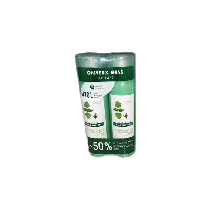 SHAMPOOING SEC SEBOREGULATEUR A L‘ORTIE LOT DE 2 X 150ML KLORANE