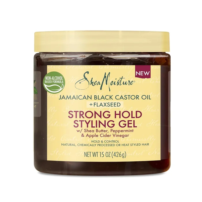 SheaMoisture Gel Coiffant à Fixation Forte à l’Huile de Ricin Noir Jamaïcain et Graines de Lin 426ml