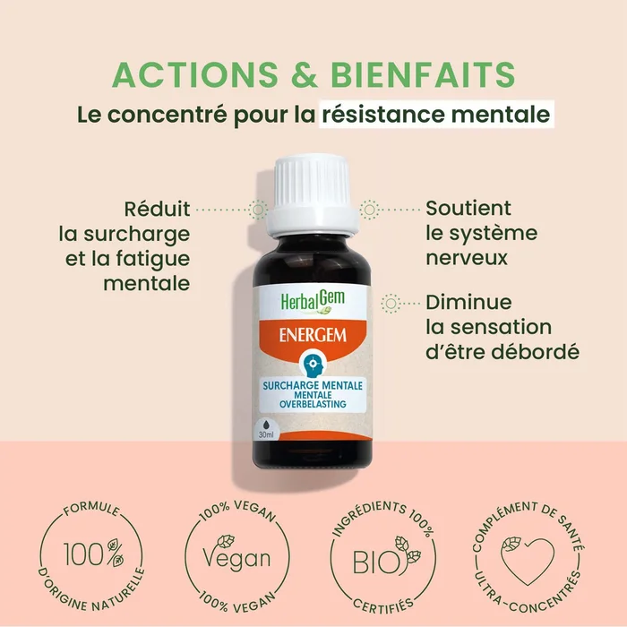 Sirop surcharge mentale bio – Energem – 30 ml