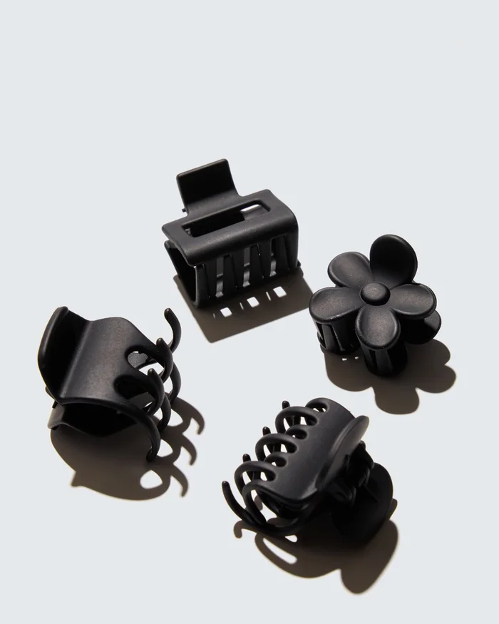 Small Claw Hair Clips, 4-Pack, Noir