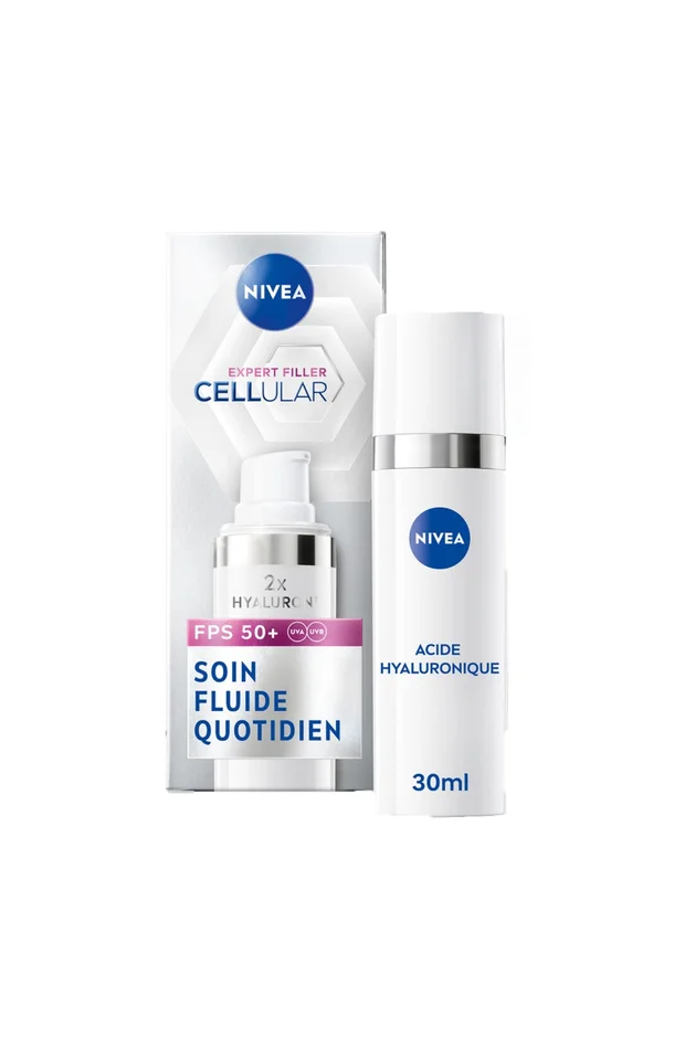 Soin fluide anti UV SPF 50+ – Cellular Expert Filler – Acide hyaluronique – Visage – 30 ml
