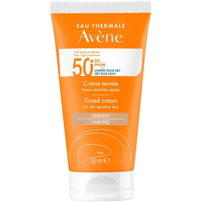 Solaire – Crème Visage Teintée SPF50+ Peaux Sensibles et Sèches, 50ml