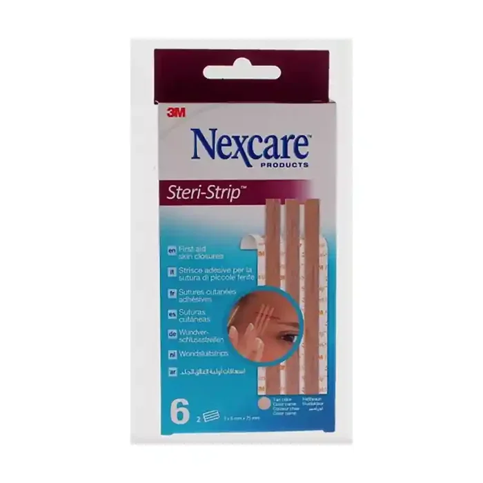 STERI STRIP SUTURES CUTANÉES ADHÉSIVES 3x6mmX75mm X 6 BANDELETTES NEXCARE