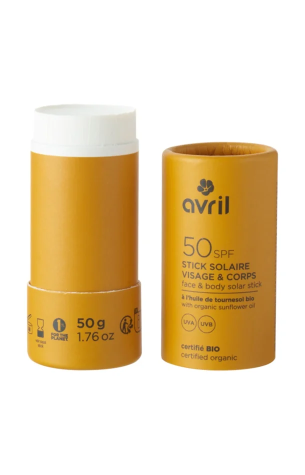 Stick solaire bio SPF 50 – Visage & corps – 50 g