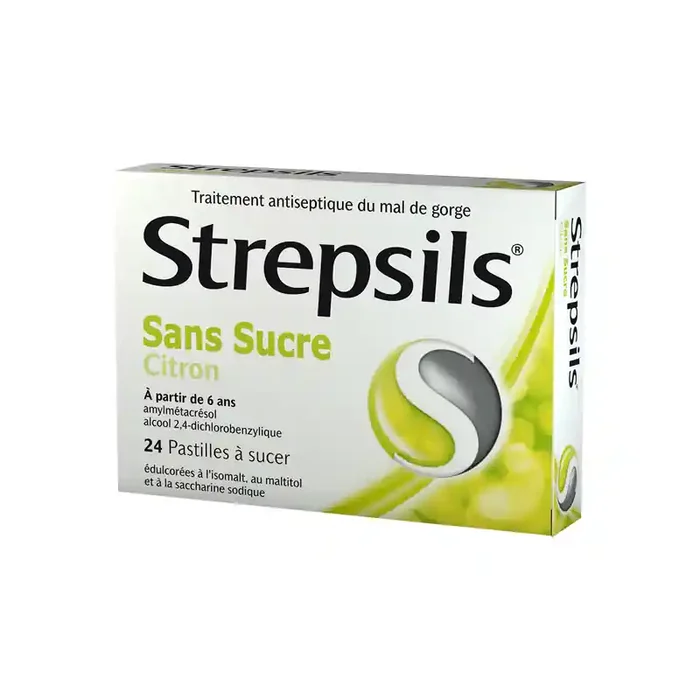 Strepsils citron sans sucre 24 pastilles