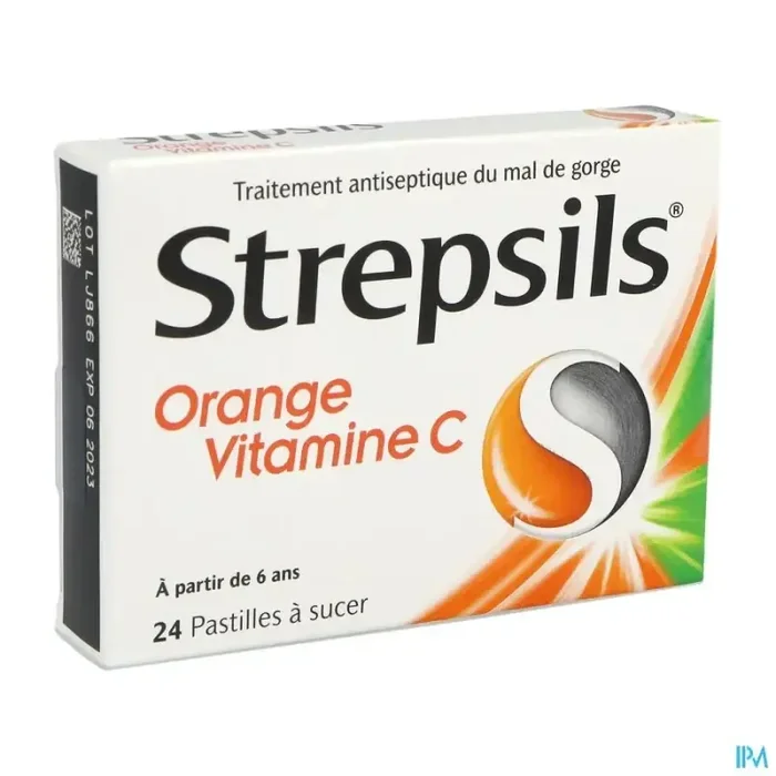 Strepsils orange vitamine c pastille à sucer 24
