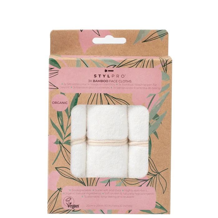 StylPro Lingettes pour le Visage en Bambou – Paquet de 3