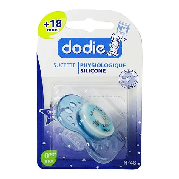 Sucette physio nuit +18m n°48 silicone chouette/mouton