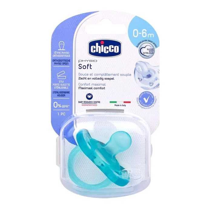 Sucette silicone physio Soft bleue 0-6 mois