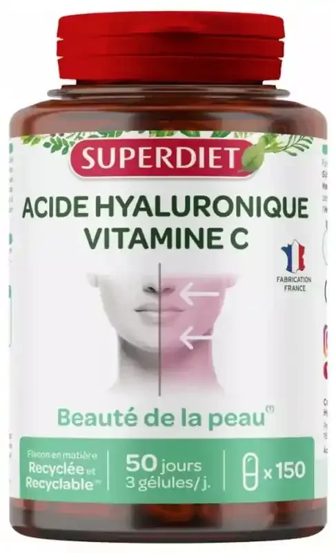 Superdiet Acide Hyaluronique + Vitamine C – 150 Gélules