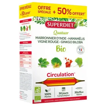 Superdiet Quatuor Circulation BIO ampoules 30x15mL
