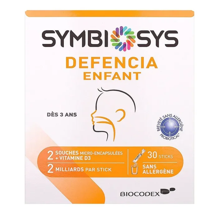Symbiosys – Defencia Enfant – 2 souches + vitamine D3 – 30 sticks