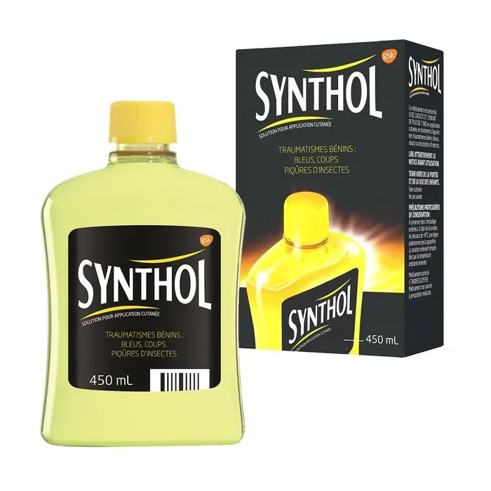 Synthol Liquide – Traumatisme bénins Bleus Coups Piqûres insectes – Flacon 450ml