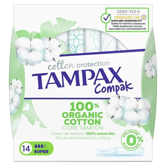 Tampax Compak Cotton Protection – Super – Paquet de 14 tampons