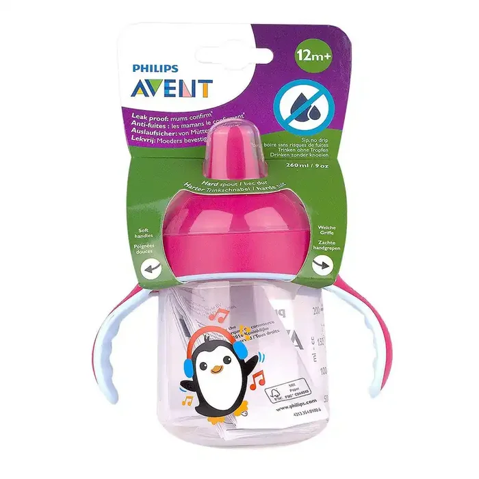 Tasse à bec anti-fuites +12 mois rose 260ml