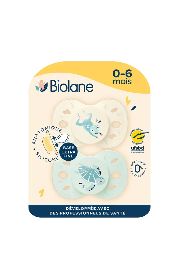 Tétines anatomiques – Animaux – 0 à 6 mois – Vert & beige
