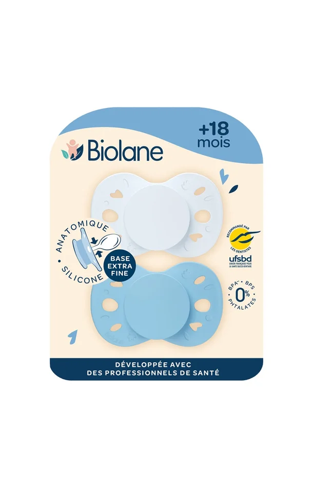 Tétines anatomiques – Essentielle – 18 mois et plus – Bleu clair & foncé