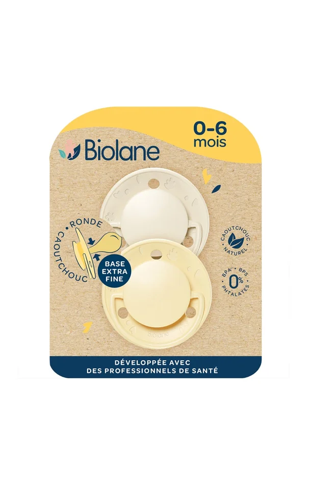 Tétines rondes – Originale – 0 à 6 mois – Jaune & beige