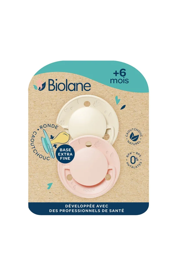 Tétines rondes – Originale – 6 mois et plus – Rose & beige