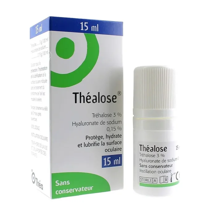 Théalose – Solution Stérile Ophtalmique – Protège, hydrate et lubrifie la surface oculaire – 15ml