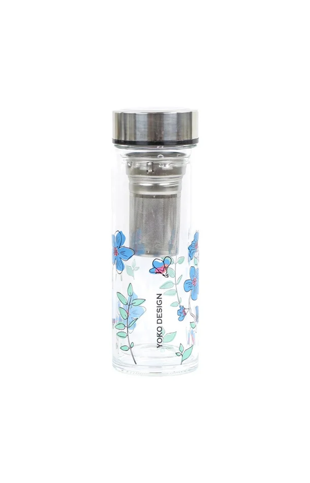 Théière en verre – Garden par’tea – Motifs fleurs bleues – 350 ml