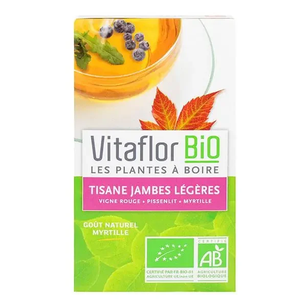 Tisane jambes légères bio goût naturel myrtille 18 sachets