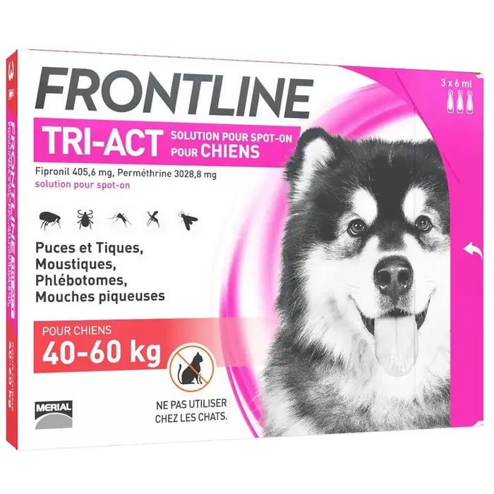 Tri-act Spot-on Chien de 40-60kg 3 Pipettes de 6ml Frontline