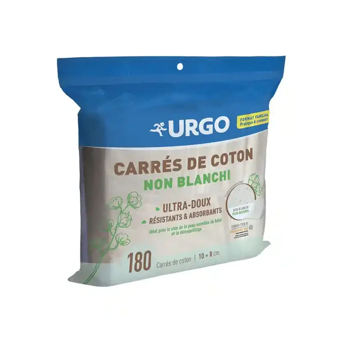 Urgo 180 carres de cotons non blanchi 10 x 8 cm