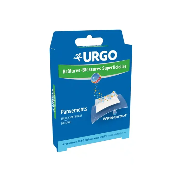 Urgo brulures blessures superficielles 4 pansements waterproof 7x10cm