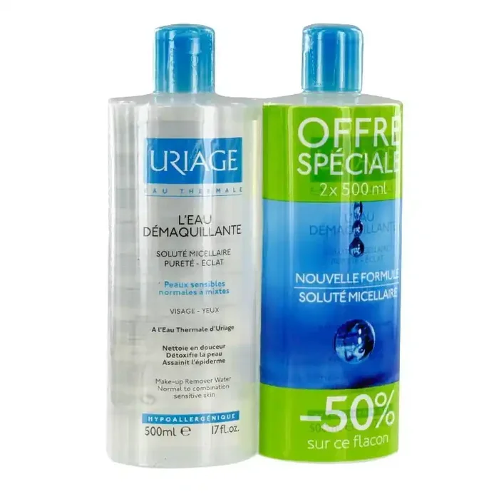 Uriage eau demaquillante peau normale a seche lot 2 x 500ml