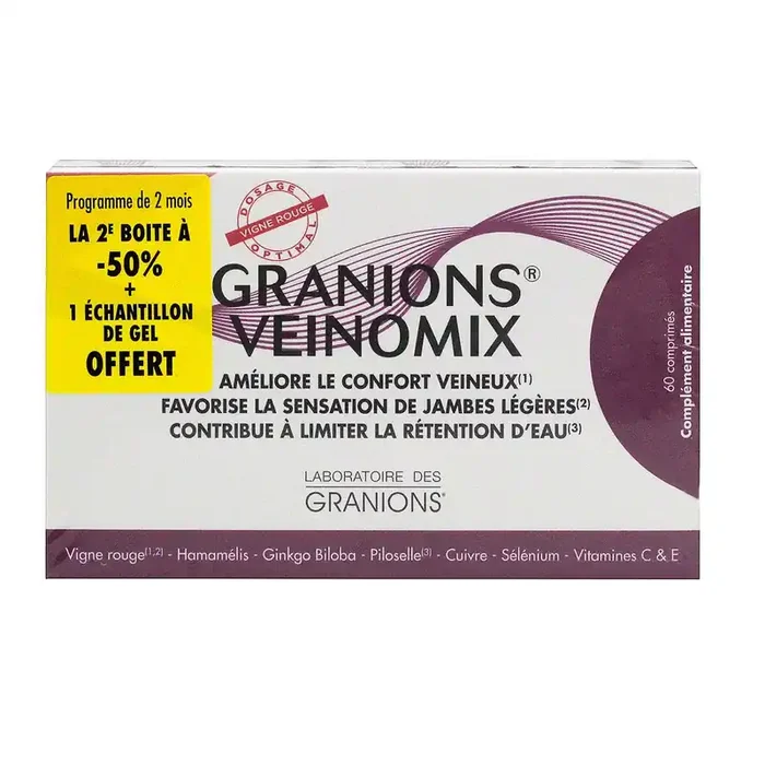 Veinomix comprimés jambes légères 2×60 comprimés