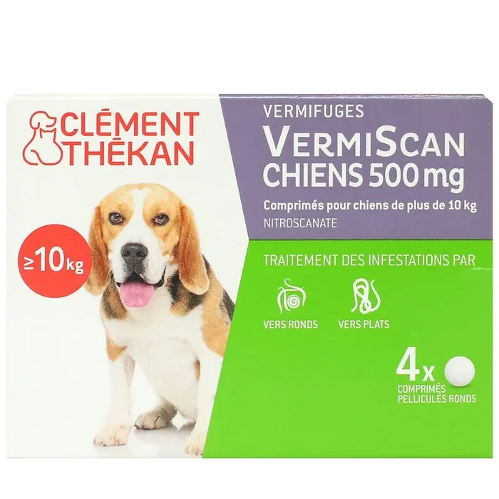 Vermiscan 500mg vermifuge chien jusqu‘à 45kg 4 comprimés