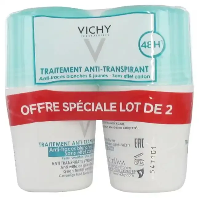 Vichy Déodorant Anti Transpirant Anti Traces Bille 48H Lot de 2 X 50 ml
