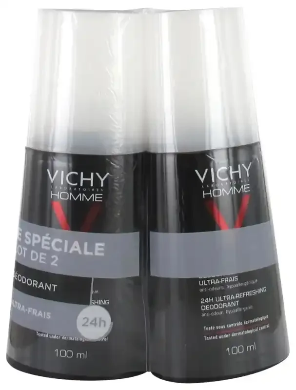 Vichy Déodorant Homme Ultra Frais Vaporisateur 100 ml X2