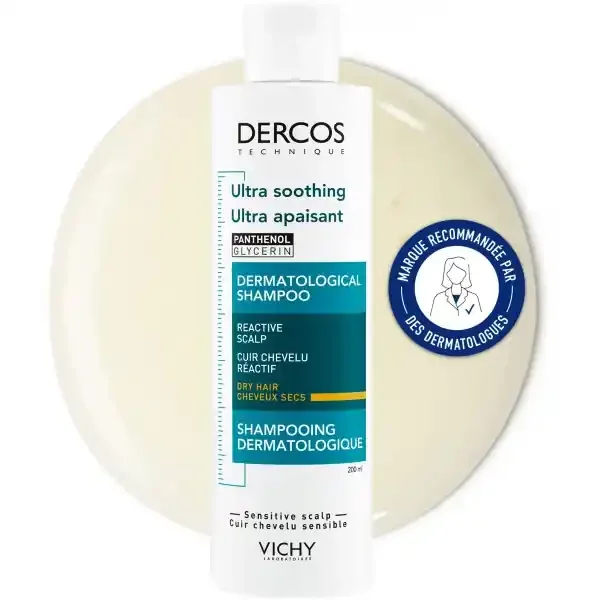 Vichy Dercos Shampooing Ultra Apaisant Cheveux Secs 200 ml