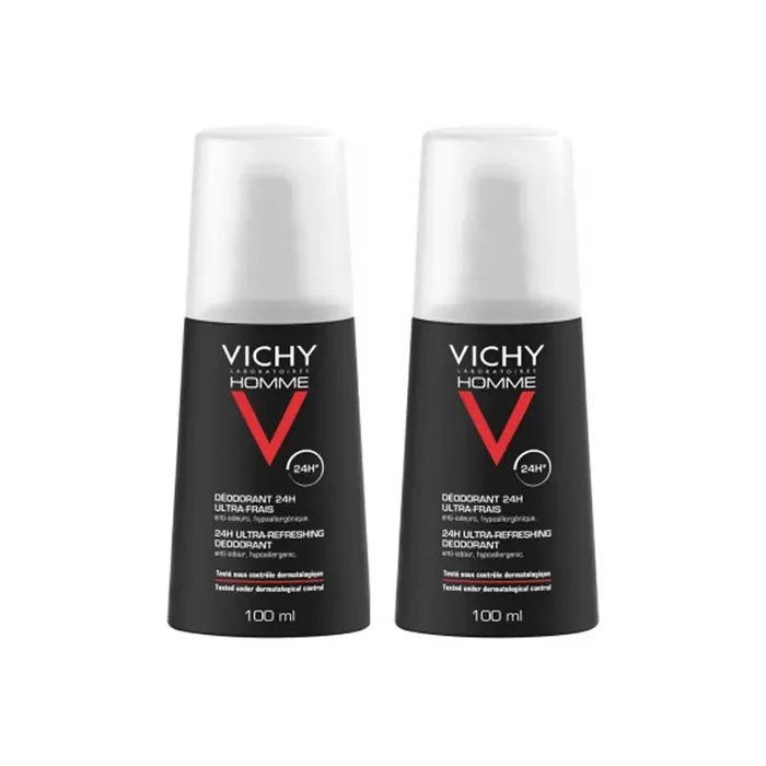 Vichy homme deodorant 24h vaporisateur ultra-frais 2x100ml