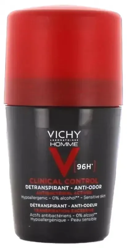 Vichy Homme Détranspirant Anti-Odeur 96H – Roll-On 50 ml