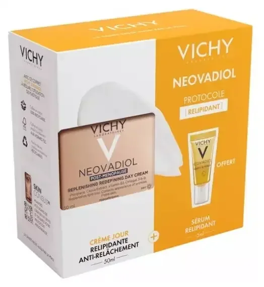 Vichy Neovadiol Protocole Relipidant Post-Ménopause Crème Jour 50 ml + Méno 5 bi-Sérum 5 ml Offert