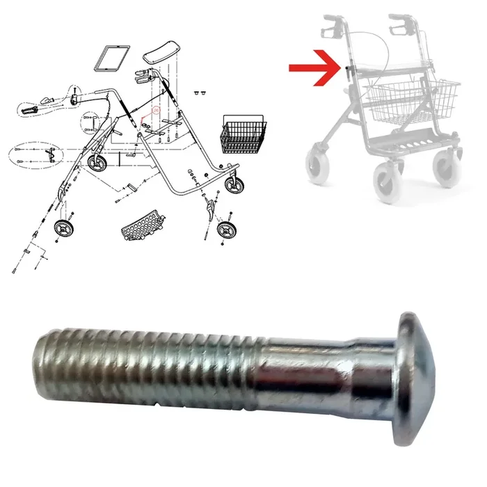 Vis crantée avec butée pour Rollator