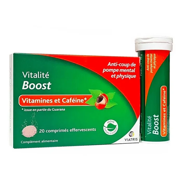 Vitalité Boost – Vitamines et Caféine – 20 comprimés effervescents