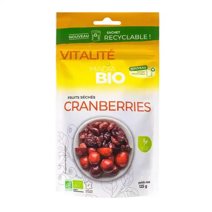 Vitalité cranberries fruits séchés 125g
