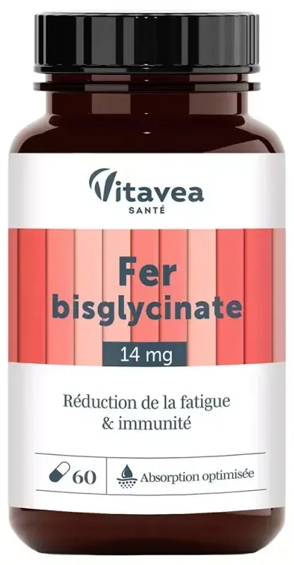 Vitavea Fer Bisglycinate Réduction de la Fatigue & Immunité 60 Unités