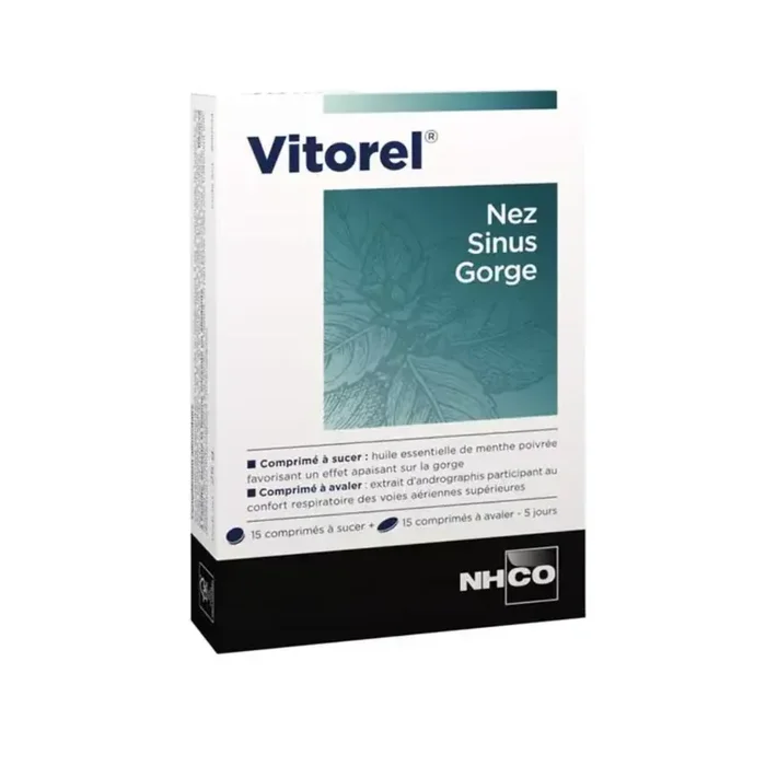 Vitorel Nez Sinus Gorge 15 comprimés à sucer + 15 comprimés à avaler